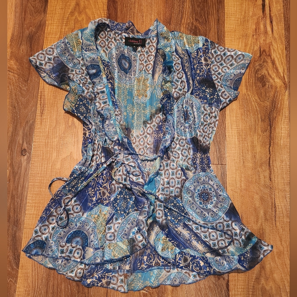 Two Piece Sheer Silky Top - Picture 2 of 4
